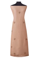 Srajann Hand Embroided Pink Linen Lucknowi Chikankari Unstitched Kurta Dupatta Set (SLC1532) - Image 8