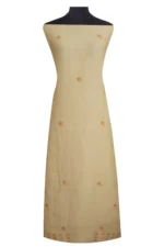 Srajann Hand Embroided Fawn Linen Lucknowi Chikankari Unstitched Kurta Dupatta Set (SLC1542) - Image 5