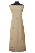 Srajann Hand Embroided Fawn Tissue Lucknowi Chikankari Unstitched Kurta Dupatta Set (SLC1470) - Image 10