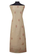 Srajann Hand Embroided Fawn Kota Lucknowi Chikankari Unstitched Kurta Dupatta Set (SLC1464) - Image 5