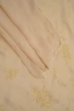 Srajann Hand Embroidered Tussar Silk Lucknowi Chikankari Unstitched Kurta With Dupatta