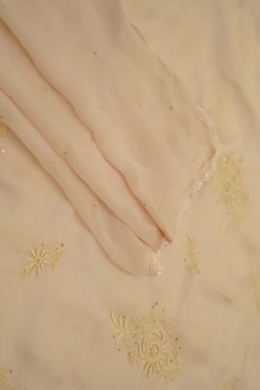 Srajann Hand Embroidered Tussar Silk Lucknowi Chikankari Unstitched Kurta With Dupatta