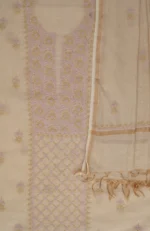 Srajann Hand Embroided Fawn Tissue Lucknowi Chikankari Unstitched Kurta Dupatta Set (SLC1475) - Image 7