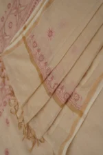 Srajann Hand Embroided Fawn Tissue Lucknowi Chikankari Unstitched Kurta Dupatta Set