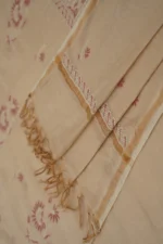 Srajann Hand Embroided Fawn Tissue Lucknowi Chikankari Unstitched Kurta Dupatta Set