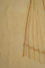 Srajann Hand Embroided Fawn Linen Lucknowi Chikankari Unstitched Kurta Dupatta Set