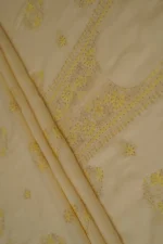 Srajann Hand Embroidered Mal Chanderi Lucknowi Chikankari Unstitched Kurta With Dupatta