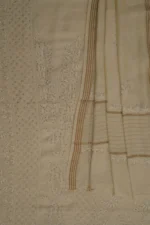 Srajann Hand Embroidered Monga Silk Lucknowi Chikankari Unstitched Kurta With Dupatta