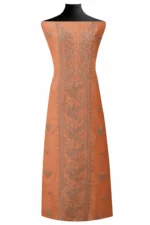 Srajann Hand Embroided Peach Linen Lucknowi Chikankari Unstitched Kurta Dupatta Set (SLC1584) - Image 2