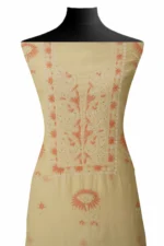 Srajann Hand Embroidered Mal Chanderi Lucknowi Chikankari Unstitched Kurta With Dupatta(SLC1564) - Image 3