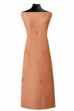 Srajann Hand Embroided Peach Linen Lucknowi Chikankari Unstitched Kurta Dupatta Set (SLC1584) - Image 4