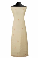 Srajann Hand Embroidered Mal Chanderi Lucknowi Chikankari Unstitched Kurta With Dupatta(SLC1564) - Image 4