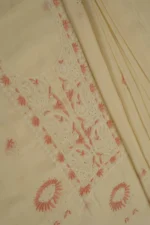Srajann Hand Embroidered Mal Chanderi Lucknowi Chikankari Unstitched Kurta With Dupatta