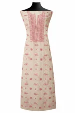 Srajann Hand Embroidered Mal Chanderi Lucknowi Chikankari Unstitched Kurta With Dupatta(SLC1618) - Image 2