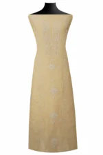 Srajann Hand Embroided Fawn Mul Chanderi Lucknowi Chikankari Unstitched Kurta Dupatta Set (SLC1715) - Image 2