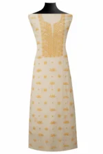 Srajann Hand Embroidered Mal Chanderi Lucknowi Chikankari Unstitched Kurta With Dupatta(SLC1719) - Image 2
