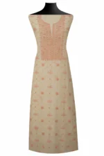 Srajann Hand Embroidered Mal Chanderi Lucknowi Chikankari Unstitched Kurta With Dupatta(SLC1760) - Image 3