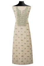 Srajann Hand Embroidered Mal Chanderi Lucknowi Chikankari Unstitched Kurta With Dupatta(SLC1763) - Image 2