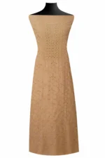 Srajann Hand Embroided Fawn Maheshwari Lucknowi Chikankari Unstitched Kurta Dupatta Set (SLC1769) - Image 2