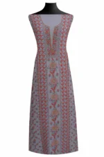 Srajann Hand Embroided Blue Maheshwari Lucknowi Chikankari Unstitched Kurta Dupatta Set (SLC1780) - Image 2