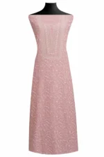 Srajann Hand Embroided Pink Maheshwari Lucknowi Chikankari Unstitched Kurta Dupatta Set (SLC1781) - Image 2
