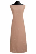 Srajann Hand Embroided Fawn Maheshwari Lucknowi Chikankari Unstitched Kurta Dupatta Set (SLC1794) - Image 9