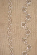 Srajann Hand Embroidered Fawn Ladies Lucknow Chikankari Unstitched Kurta Piece (SLC1191) - Image 2