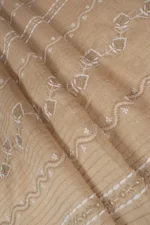 Srajann Hand Embroidered Fawn Ladies Lucknow Chikankari Unstitched Kurta Piece (SLC1191) - Image 5