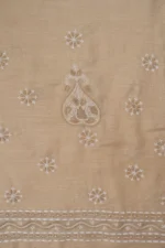 Srajann Hand Embroidered Fawn Ladies Lucknow Chikankari Unstitched Kurta Piece (SLC1191) - Image 7