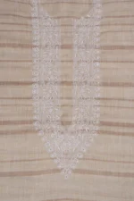 Srajann Hand Embroidered Fawn Khadi Lucknowi Chikankari Unstitched Men's Kurta Piece