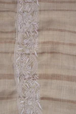 Srajann Hand Embroidered Fawn Lucknowi Chikankari Unstitched Men's Kurta Piece (SLC1193) - Image 2