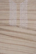 Srajann Hand Embroidered Fawn Lucknowi Chikankari Unstitched Men's Kurta Piece (SLC1193) - Image 4