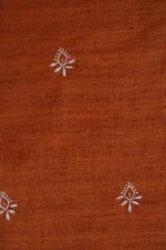 Srajann Hand Embroidered Burnt Orange Lucknowi Chikankari Unstitched Men's Kurta Piece (SLC1194) - Image 3