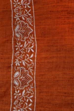 Srajann Hand Embroidered Burnt Orange Lucknowi Chikankari Unstitched Men's Kurta Piece (SLC1194) - Image 7