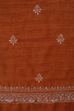 Srajann Hand Embroidered Burnt Orange Lucknowi Chikankari Unstitched Men's Kurta Piece (SLC1194) - Image 8