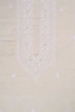 Srajann Hand Embroidered Cream Khadi Lucknowi Chikankari Unstitched Men's Kurta Piece