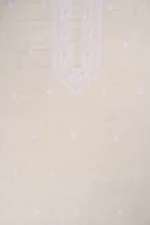 Srajann Hand Embroidered Cream Lucknowi Chikankari Unstitched Men's Kurta Piece (SLC1195) - Image 2