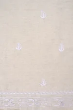 Srajann Hand Embroidered Cream Lucknowi Chikankari Unstitched Men's Kurta Piece (SLC1195) - Image 6