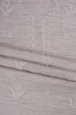 Srajann Hand Embroidered Grey Khadi Ladies Lucknow Chikankari Unstitched Kurti