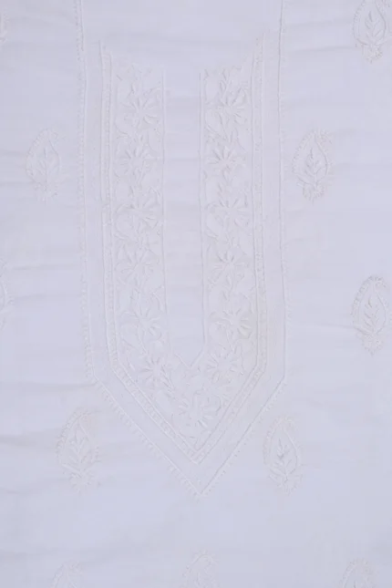 Srajann Hand Embroidered Pure Cotton Lucknowi Chikankari Unstitched Men's Kurta Piece