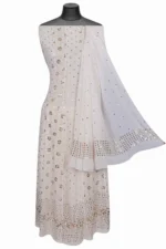 Srajann Hand Embellishment Anarkali Pure Georgette Only Mukaish work Lucknow Chikankari Unstitched Suit (SLC1178) - Image 4