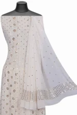 Srajann Hand Embellishment Anarkali Pure Georgette Only Mukaish work Lucknow Chikankari Unstitched Suit (SLC1178) - Image 5