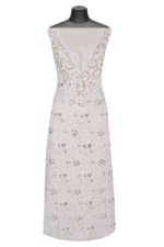 Srajann Hand Embroided White Pure Georgette Lucknowi Chikankari Unstitched Kurta Dupatta Set (SLC1209) - Image 2