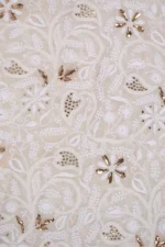 Srajann Hand Embroided White Pure Georgette Lucknowi Chikankari Unstitched Kurta Dupatta Set (SLC1209) - Image 8