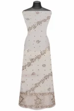 Srajann Hand Embroided White Pure Georgette Lucknowi Chikankari Unstitched Kurta Dupatta Set (SLC1221) - Image 2