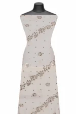 Srajann Hand Embroided White Pure Georgette Lucknowi Chikankari Unstitched Kurta Dupatta Set (SLC1221) - Image 3