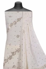 Srajann Hand Embroided White Pure Georgette Lucknowi Chikankari Unstitched Kurta Dupatta Set (SLC1221) - Image 4