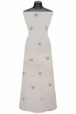 Srajann Hand Embroided White Pure Georgette Lucknowi Chikankari Unstitched Kurta Dupatta Set (SLC1221) - Image 5