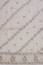 Srajann Hand Embroided White Pure Georgette Lucknowi Chikankari Unstitched Kurta Dupatta Set (SLC1221) - Image 6