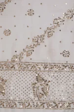 Srajann Hand Embroided White Pure Georgette Lucknowi Chikankari Unstitched Kurta Dupatta Set (SLC1221) - Image 7